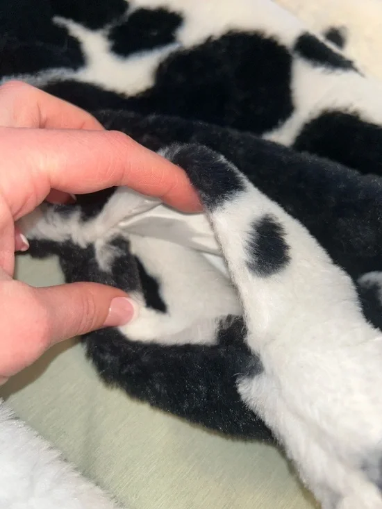 Women’s Black & White Faux Fur Cow Print Jacket - Picture 3 of 9